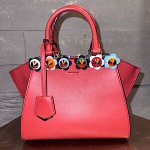 Authentic Fendi 3jours Ltd Edition flower rivet leather bag